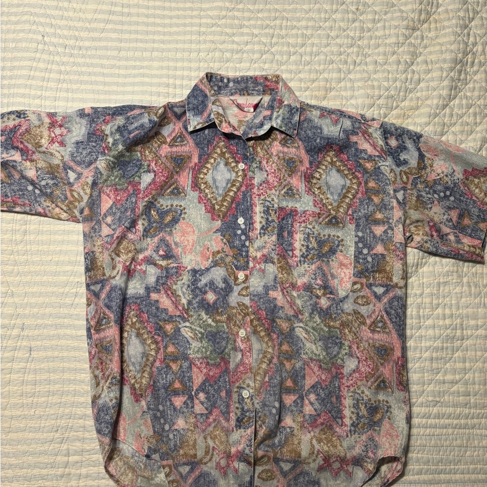 Colorful Geometric Women's Button Down Shirt